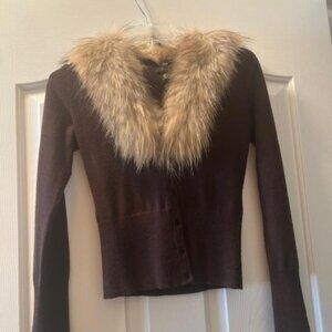 Woman's fur collar sweater
